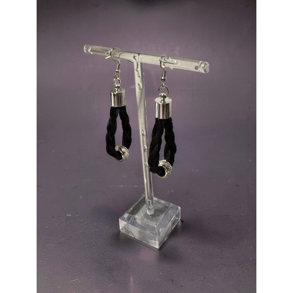 NWT Handcrafted Braided Teardrop Horsehair Earrings, Hypoallergenic Lightweight